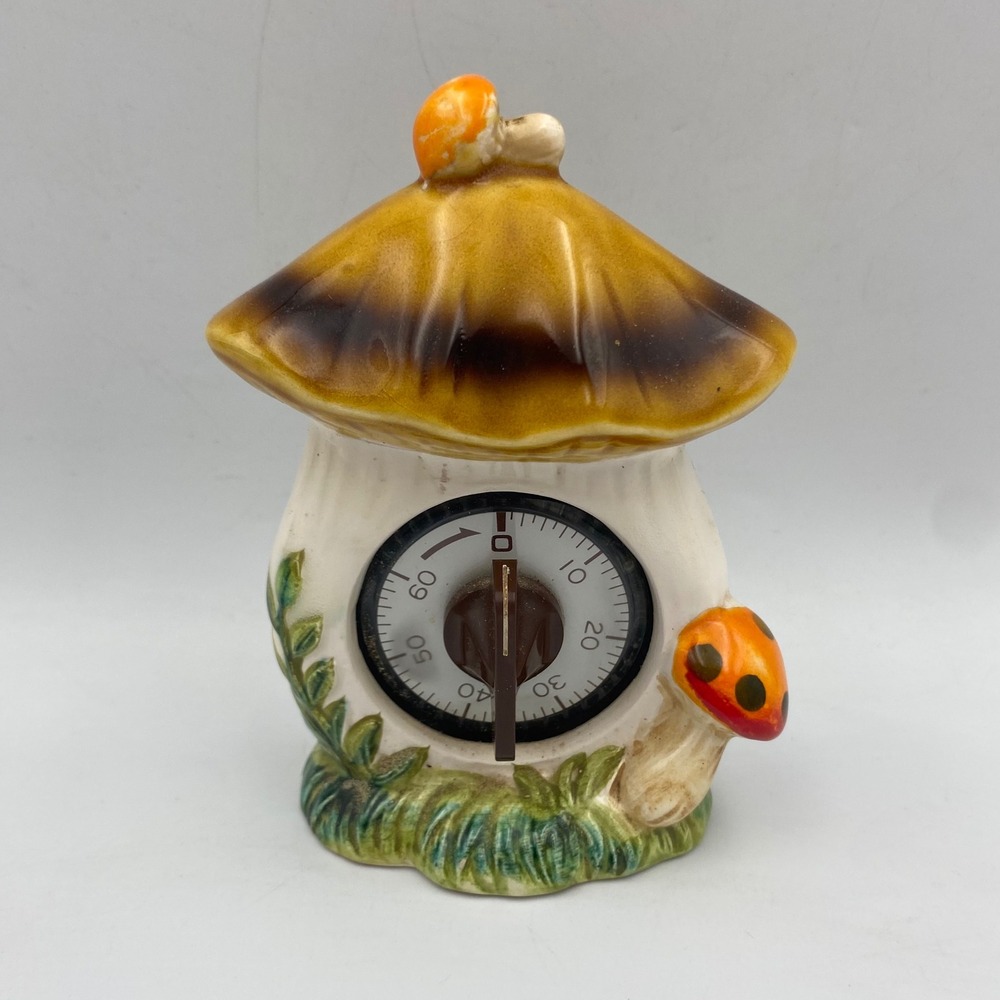 Rare Vintage Sears Roebuck Merry Mushroom Kitchen Timer 1970s Ceramic Japan